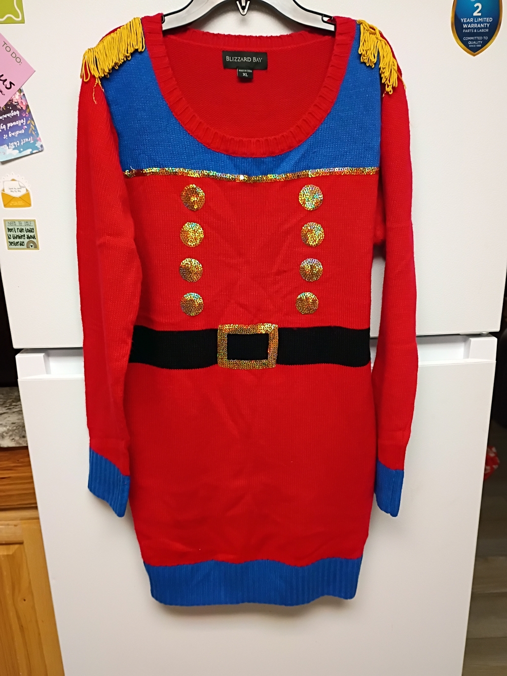 Blizzard Bay Red Long-Sleeve Nutcracker Sweater Dress